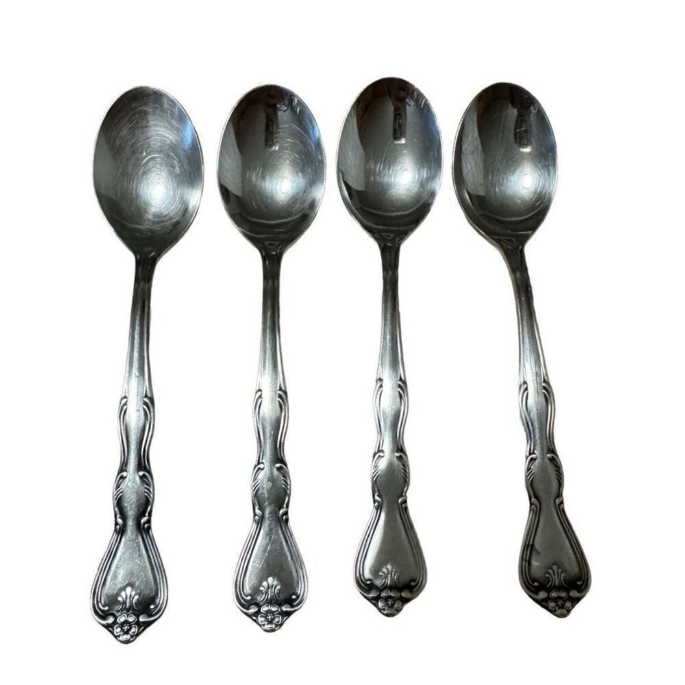 Noritake 18-8 Stainless Japan NTK Sylvia Flatware Silverware Teaspoon Set of 4